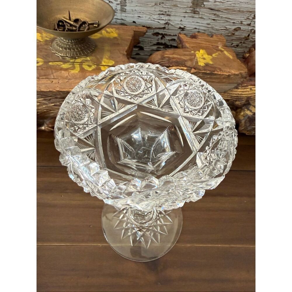 Elegant antique American Brilliant Period–style cut crystal compote heavy - Picture 7 of 9